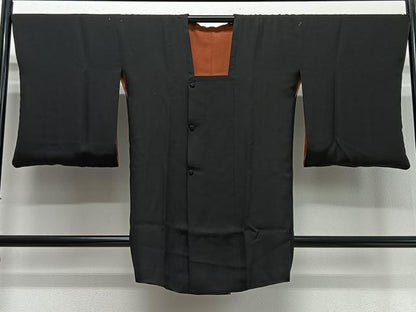 平和屋着物∞道行コート　リバーシブル　霞文　暈し染め　黒地　ロング丈　正絹　逸品　CABD4636ua