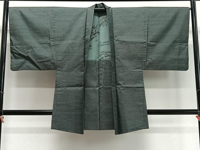 平和屋着物∞男性　長羽織　本場大島紬　80亀甲　総詰め　正絹　逸品　CABD4637ua