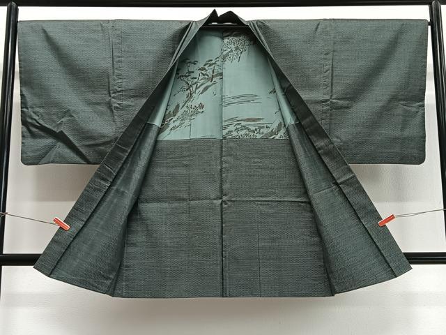 平和屋着物∞男性　長羽織　本場大島紬　80亀甲　総詰め　正絹　逸品　CABD4637ua