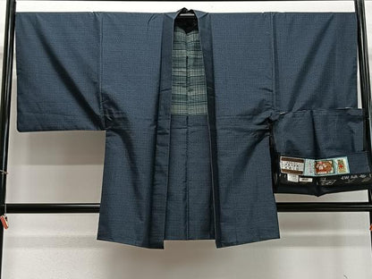 平和屋着物∞男性　羽織　本場大島紬　格子　証紙付き　正絹　逸品　CABD4642ua
