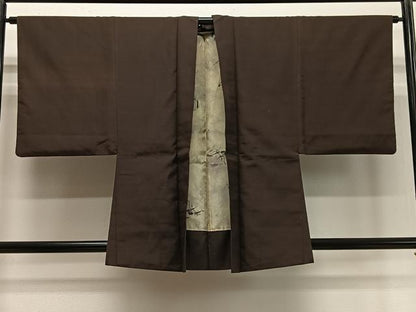 平和屋着物∞男性　羽織　紬地　憲法色　正絹　逸品　CABD4644ua