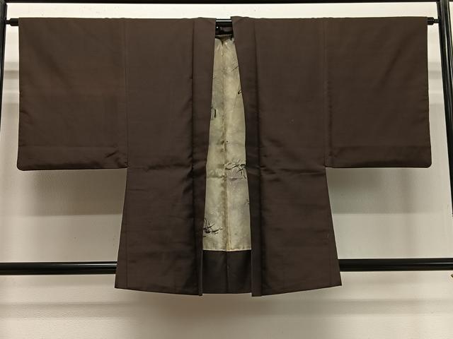 平和屋着物∞男性　羽織　紬地　憲法色　正絹　逸品　CABD4644ua