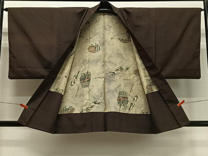平和屋着物∞男性　羽織　紬地　憲法色　正絹　逸品　CABD4644ua