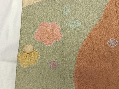 平和屋着物∞道行コート　絞り　舞花文　金彩　ロング丈　正絹　逸品　未使用　CABD4645ua
