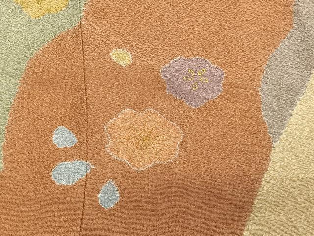 平和屋着物∞道行コート　絞り　舞花文　金彩　ロング丈　正絹　逸品　未使用　CABD4645ua