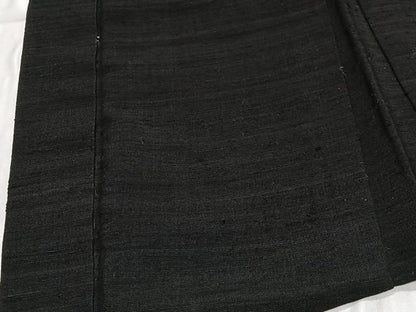 平和屋着物∞男性　長羽織　紬地　黒地　正絹　逸品　CABD4648ua