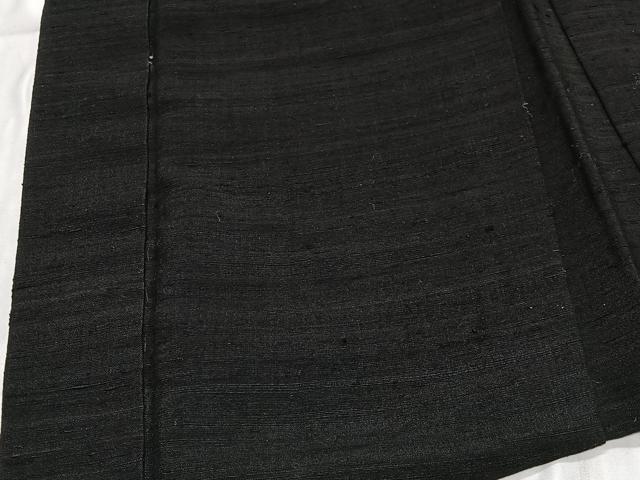 平和屋着物∞男性　長羽織　紬地　黒地　正絹　逸品　CABD4648ua