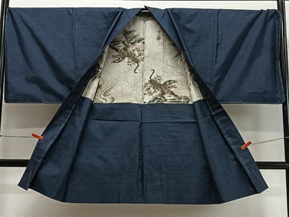 平和屋着物∞男性　長羽織　本場大島紬　80亀甲　総詰め　正絹　逸品　未使用　CABD4649ua