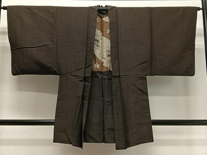 平和屋着物∞男性　羽織　紬地　縞　正絹　逸品　CABD4651ua