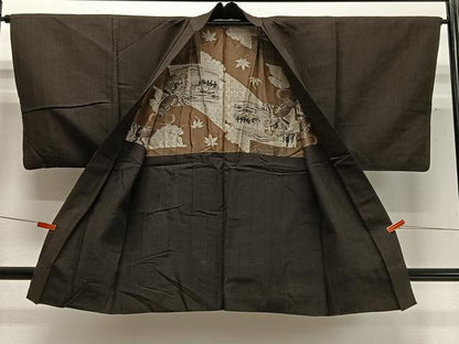 平和屋着物∞男性　羽織　紬地　縞　正絹　逸品　CABD4651ua