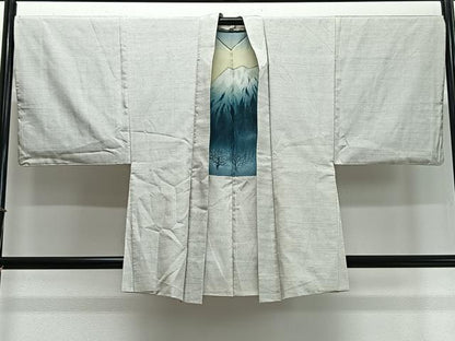 平和屋着物∞男性　羽織　紬地　霞文　正絹　逸品　CABD4653ua