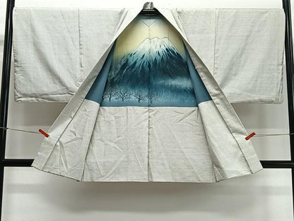平和屋着物∞男性　羽織　紬地　霞文　正絹　逸品　CABD4653ua