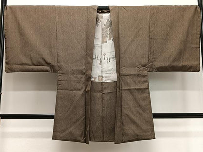 平和屋着物∞男性　長羽織　縞　正絹　逸品　CABD4654ua