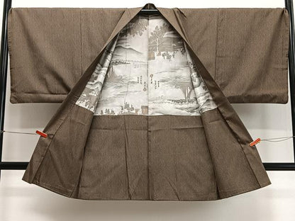 平和屋着物∞男性　長羽織　縞　正絹　逸品　CABD4654ua