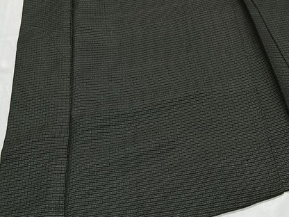 平和屋着物∞男性　長羽織　紬地　格子　正絹　逸品　CABD4655ua