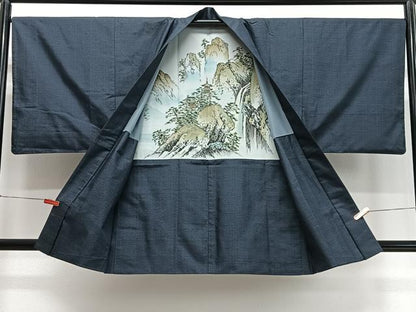平和屋着物∞男性　羽織　本場大島紬　100亀甲　総詰め　正絹　逸品　CABD4658ua