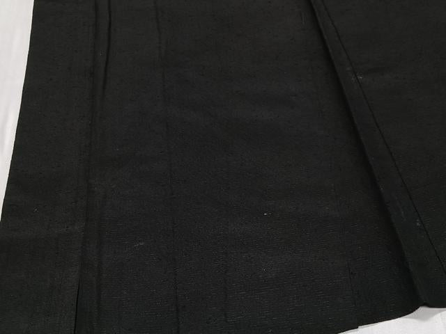 平和屋着物∞男性　長羽織　紬地　黒地　正絹　逸品　CABD4659ua