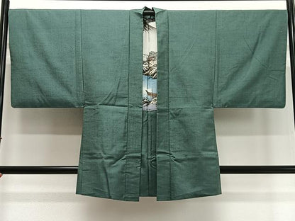平和屋着物∞男性　羽織　紬地　霞文　正絹　逸品　CABD4660ua
