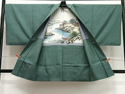 平和屋着物∞男性　羽織　紬地　霞文　正絹　逸品　CABD4660ua