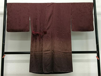 平和屋着物∞道中着　リバーシブル　草花文　暈し染め　ロング丈　反端付き　正絹　逸品　未使用　CABD4665ua