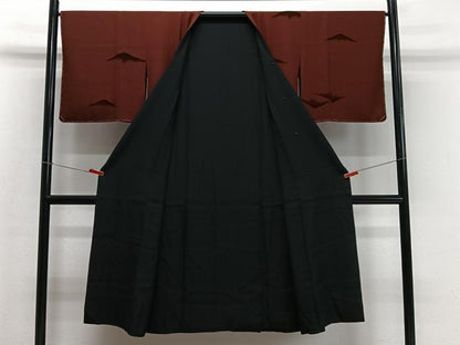 平和屋着物∞道中着　リバーシブル　輪奈ビロード　遠山文　黒地　ロング丈　正絹　逸品　CABD4667ua