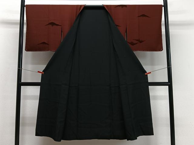 平和屋着物∞道中着　リバーシブル　輪奈ビロード　遠山文　黒地　ロング丈　正絹　逸品　CABD4667ua
