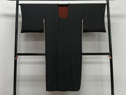 平和屋着物∞道中着　リバーシブル　輪奈ビロード　遠山文　黒地　ロング丈　正絹　逸品　CABD4667ua