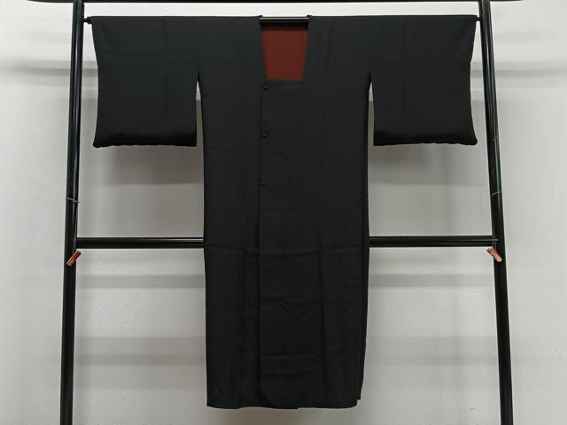 平和屋着物∞道中着　リバーシブル　輪奈ビロード　遠山文　黒地　ロング丈　正絹　逸品　CABD4667ua