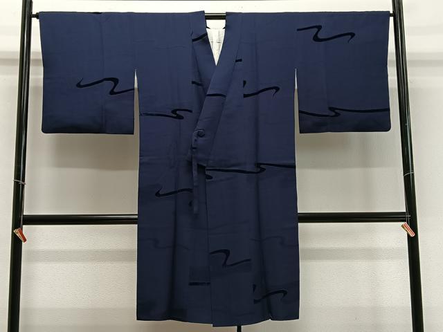 平和屋着物∞道中着　輪奈ビロード　流水文　ロング丈　正絹　逸品　CABD4670ua
