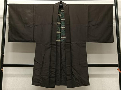 平和屋着物∞男性　長羽織　紬地　霞文　正絹　逸品　CABD4674ua