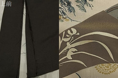 平和屋着物∞男性　長羽織　紬地　赤墨色　正絹　逸品　CABD4678ua