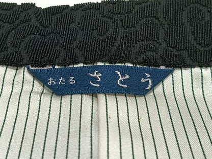平和屋着物∞道行コート　輪奈ビロード　花尽くし　黒地　正絹　逸品　CABD4688ua