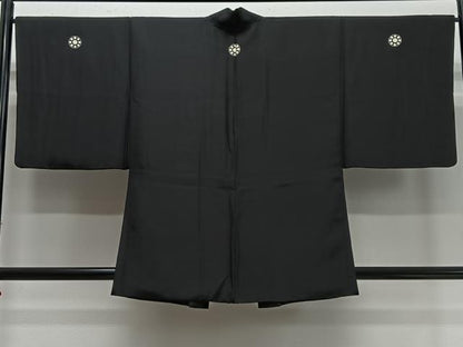 平和屋着物∞男性　羽織　黒紋付　正絹　逸品　CABD4692ua