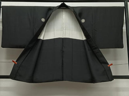 平和屋着物∞男性　羽織　黒紋付　正絹　逸品　CABD4692ua
