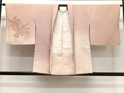 平和屋着物∞羽織　総刺繍　草葉文　暈し染め　正絹　逸品　CABD4693ua