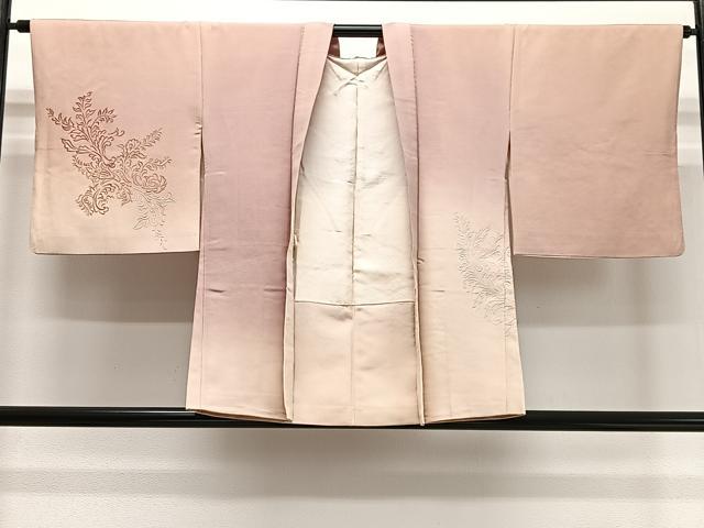 平和屋着物∞羽織　総刺繍　草葉文　暈し染め　正絹　逸品　CABD4693ua