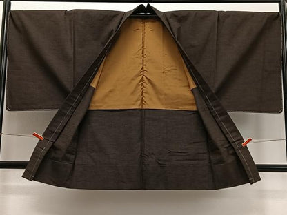 平和屋着物∞男性　羽織　紬地　赤墨色　正絹　逸品　未使用　CABD4694ua