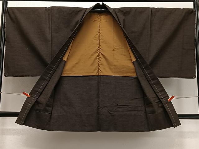 平和屋着物∞男性　羽織　紬地　赤墨色　正絹　逸品　未使用　CABD4694ua