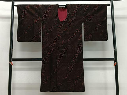 平和屋着物∞道行コート　輪奈ビロード　杢目文　正絹　逸品　CABD4696ua