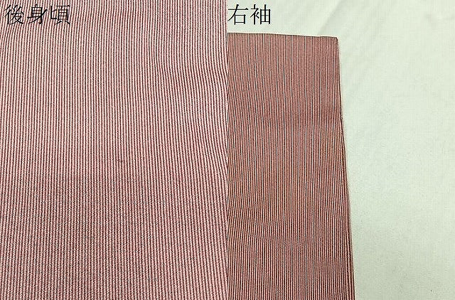 平和屋着物∞道中着　万筋　弁柄色×水柿色　ロング丈　正絹　逸品　CABD4700ua