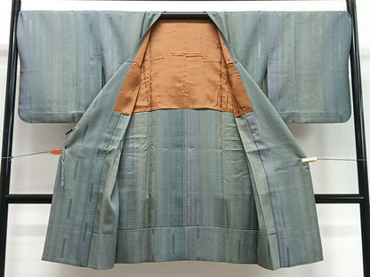 平和屋着物∞道行コート　間道　暈し染め　ロング丈　正絹　逸品　CABD4708ua