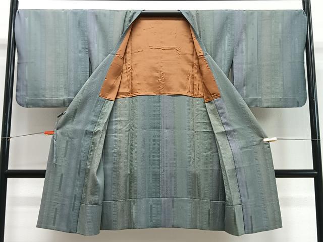 平和屋着物∞道行コート　間道　暈し染め　ロング丈　正絹　逸品　CABD4708ua