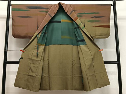 平和屋着物∞道中着　作家物　霞文　暈し染め　ロング丈　正絹　逸品　CABD4712ua