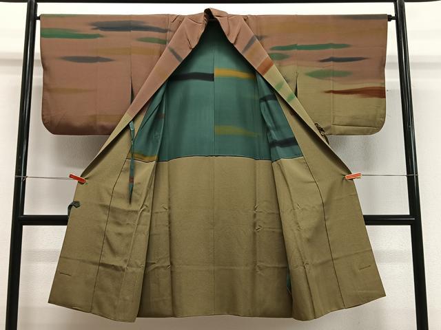 平和屋着物∞道中着　作家物　霞文　暈し染め　ロング丈　正絹　逸品　CABD4712ua