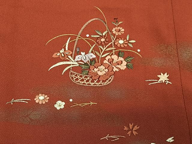 平和屋着物∞道行コート　総刺繍　花籠文　金彩　正絹　逸品　未使用　CABD4718ua