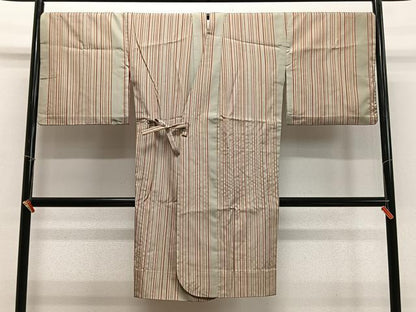 平和屋着物∞道中着　単衣　間道　ロング丈　正絹　逸品　CABD4720ua