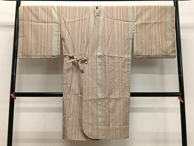 平和屋着物∞道中着　単衣　間道　ロング丈　正絹　逸品　CABD4720ua