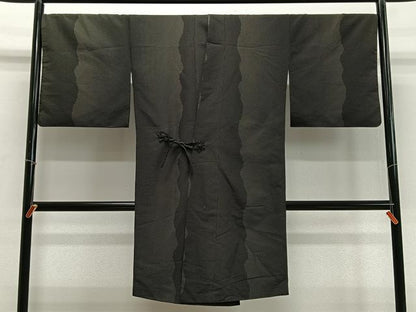 平和屋着物∞道中着　丸文　黒地　ロング丈　正絹　逸品　CABD4722ua