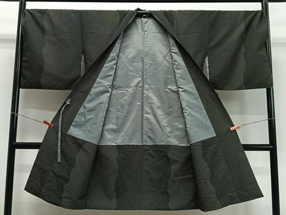 平和屋着物∞道中着　丸文　黒地　ロング丈　正絹　逸品　CABD4722ua