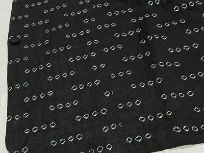 平和屋着物∞道行コート　絞り　鹿の子文　黒地　正絹　逸品　CABD4724ua